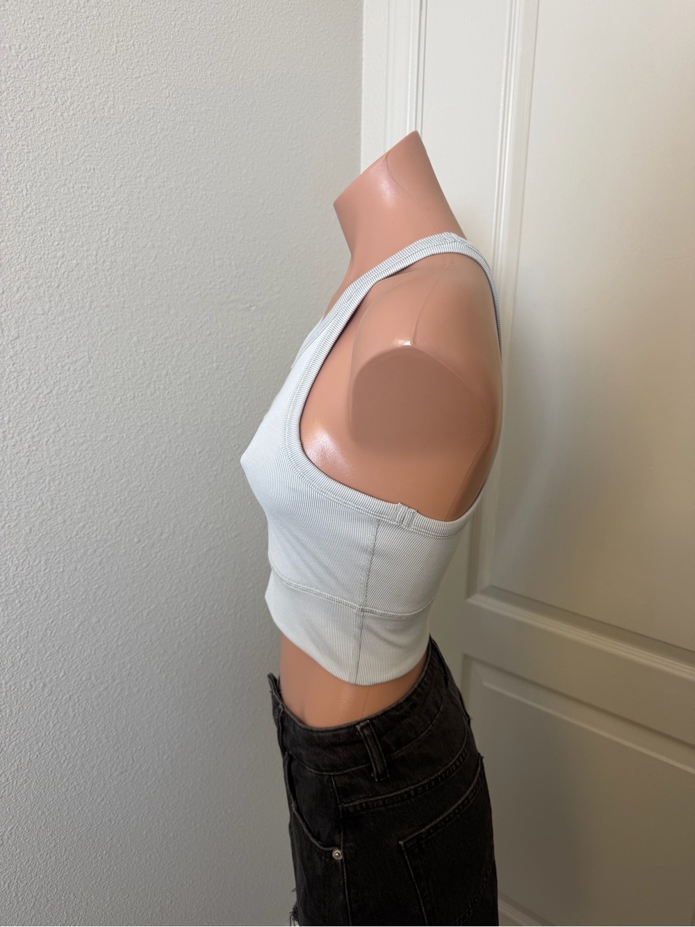 Prana White Ribbed Racerback Cropped Tank - Picture 2 of 4